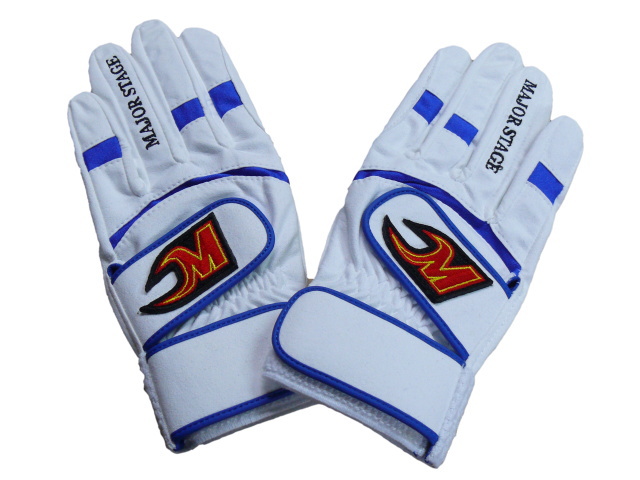 バッティンググローブ 両手 白×青