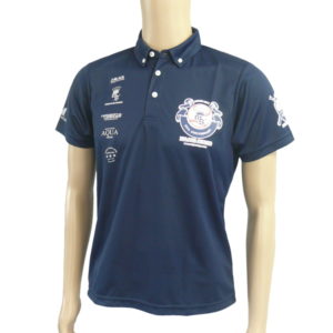 ボタンダウン半袖ポロシャツ メジャーステージロゴ入り ネイビー