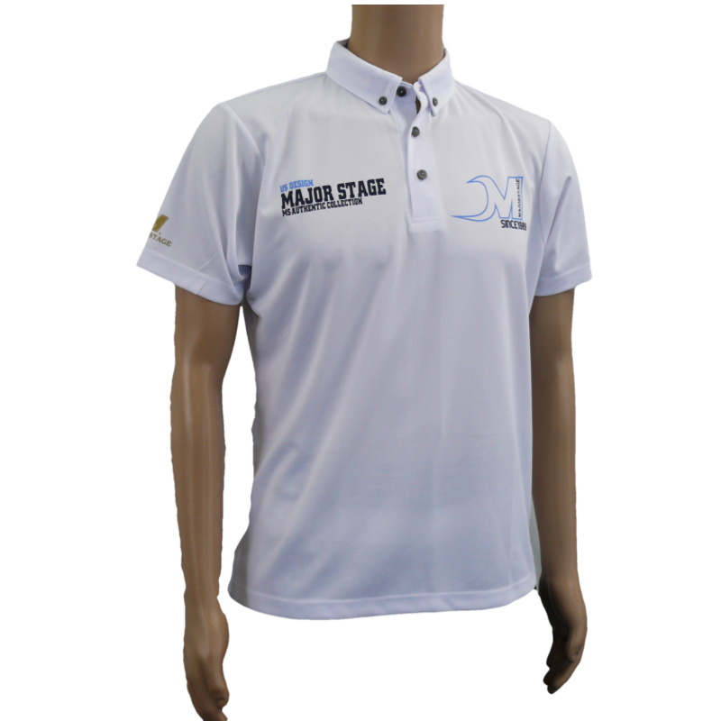 ボタンダウン半袖ポロシャツ メジャーステージロゴ入り ホワイト